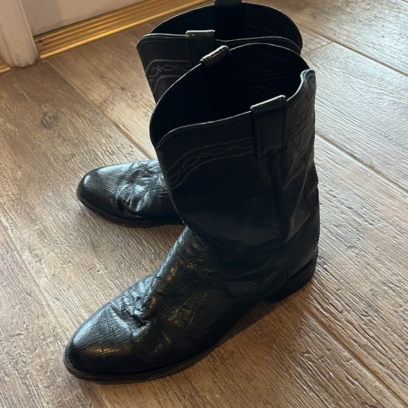 Justin Roper Boots : 10 1/2 D Black Smooth Ostrich - Picture 10 of 10